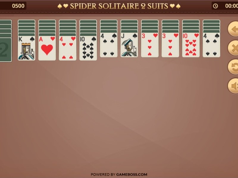 Exciting gameplay of Spider Solitaire 2 Suits with colorful cards