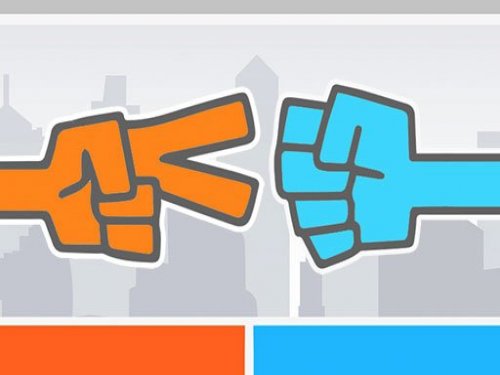 Rock Paper Scissors game screenshot with colorful buttons