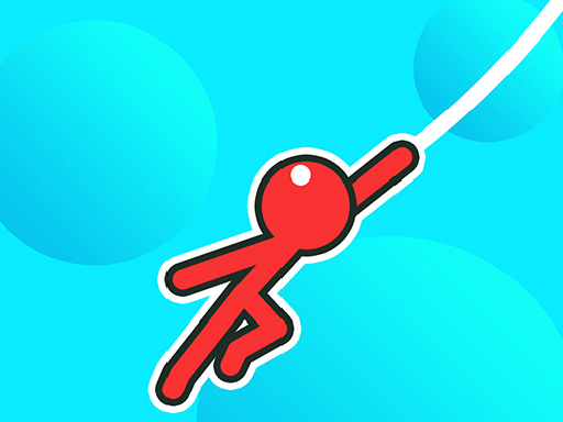 A stickman character swinging through colorful obstacles in Stickman Hook Online