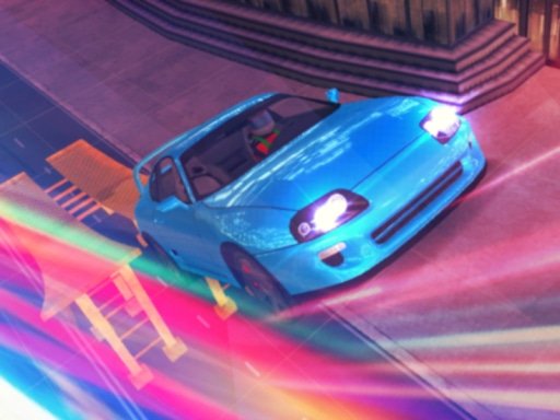 Exciting night city race with a legendary Supra car drifting