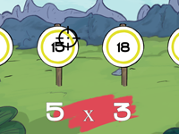 Exciting scene of Times Tables Shooter with targets and answers