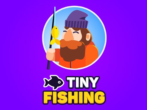 Tiny Fishing game screenshot with colorful fish and a fishing rod