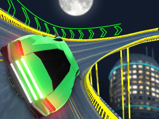 Exciting futuristic racing scene with colorful punk cars
