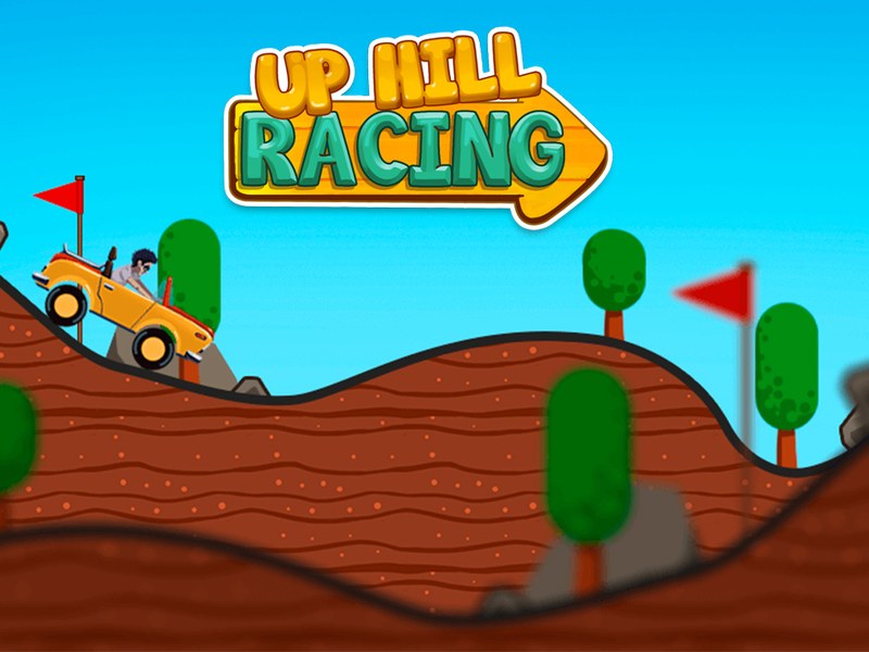 Exciting scene from Up Hill Racing with colorful vehicles racing uphill