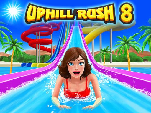 Exciting scene from Uphill Rush 8 with thrilling stunts and colorful vehicles