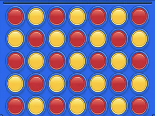 Connect Four game screenshot showing colorful discs in action