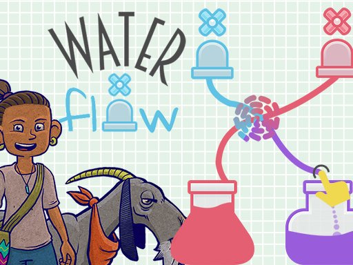 Water Flow game screenshot featuring colorful pipes and water