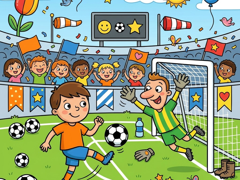 Exciting scene from Soccer World Cup Find the Differences game