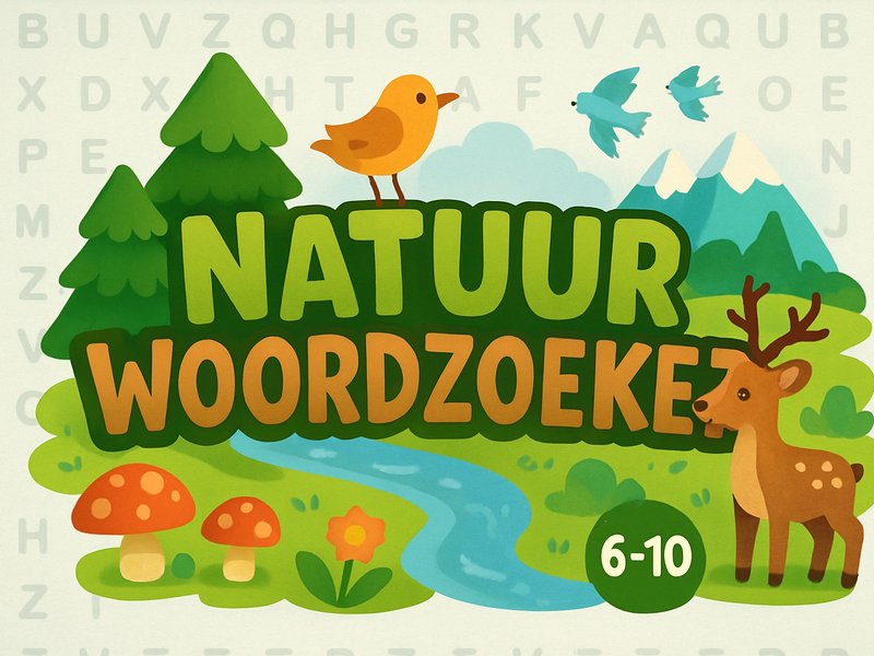 Nature Word Search — colorful scene with hidden nature words