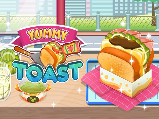 Yummy Toast game screenshot showing colorful toast creations